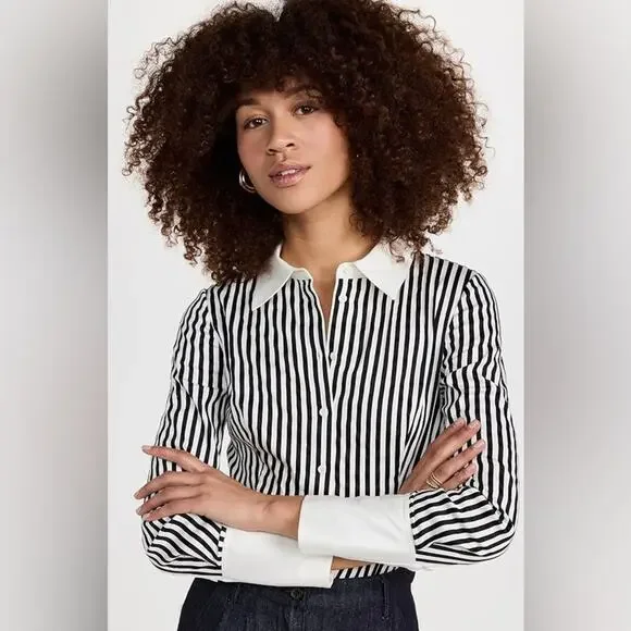 Alice + Olivia Melia Fitted Button Down Top L - Picture 3 of 8